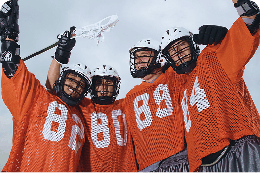 A hockey team celebrating